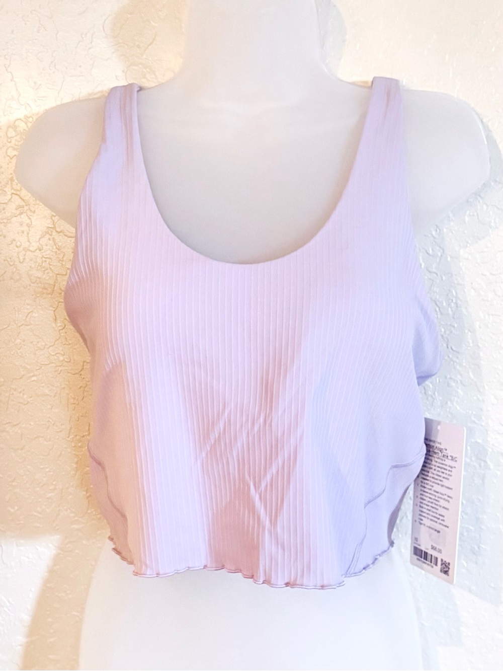 Lululemon Align Lettuce Hem Crop Tank Built In Bra B/C Cup Tight Fit Lilac Soft